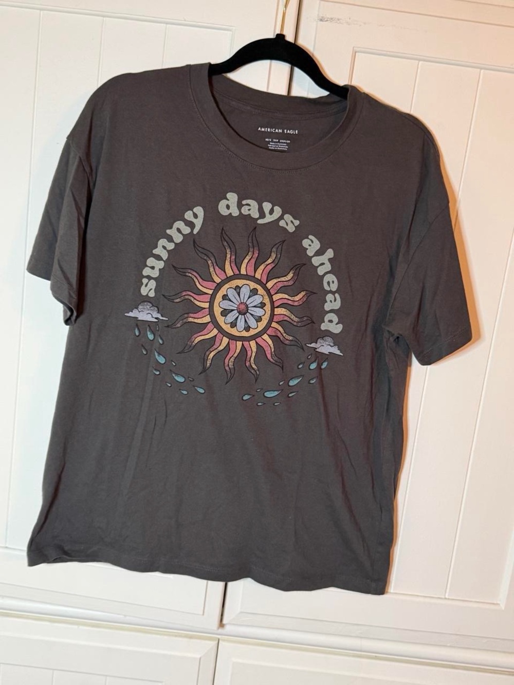 American Eagle Outfitters Men's unisex Charcoal 'Sunny Days Ahead' Graphic Tee